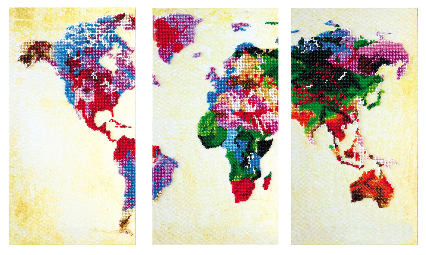 Kit de broderie de perles Carte du monde DIY