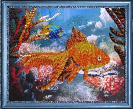 Bead embroidery kit Gold fish DIY