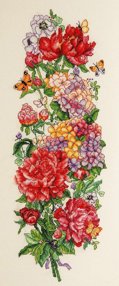Counted Cross Stitch Kit Peonies and hydrangea DIY Alisena