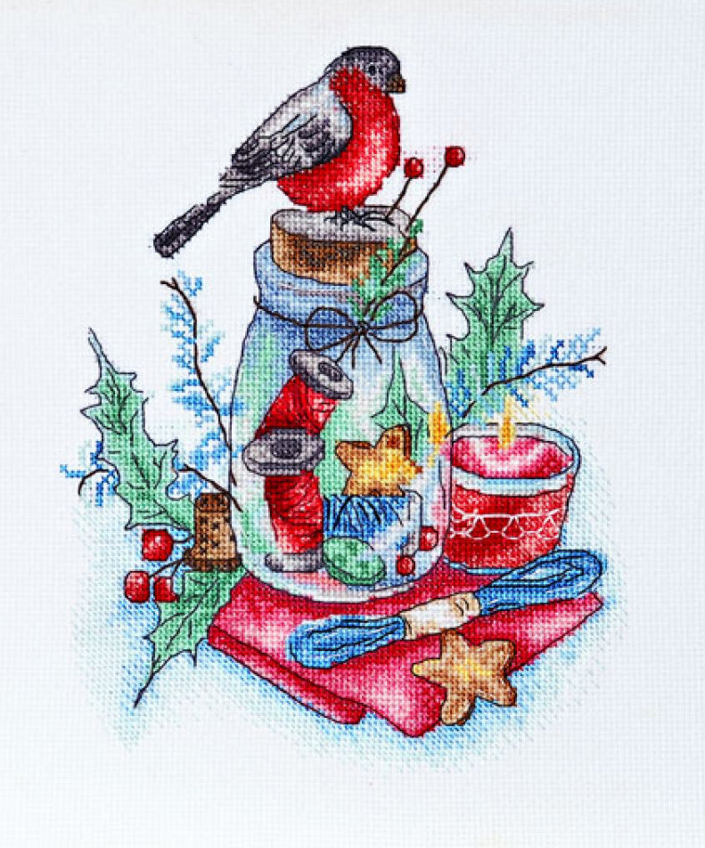 Counted Cross Stitch Kit Winter Bird DIY Alisena