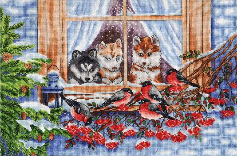 Counted Cross Stitch Kit Husky Dog DIY Alisena