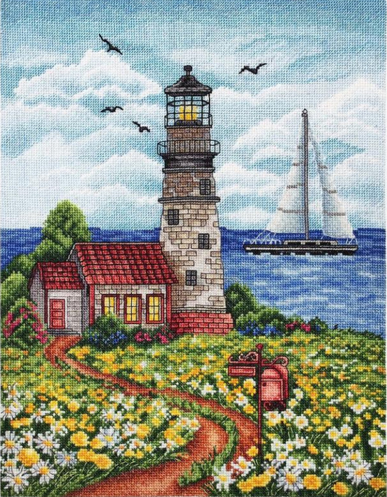 Counted Cross Stitch Kit Lighthouse Summer DIY Alisena