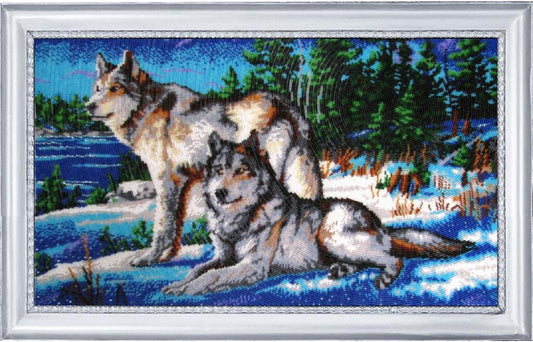 Bead embroidery kit Wolves DIY