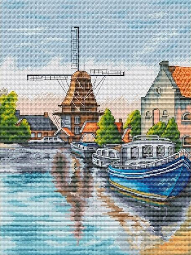 Kit de point de croix compté Wharf DIY Toile non imprimée