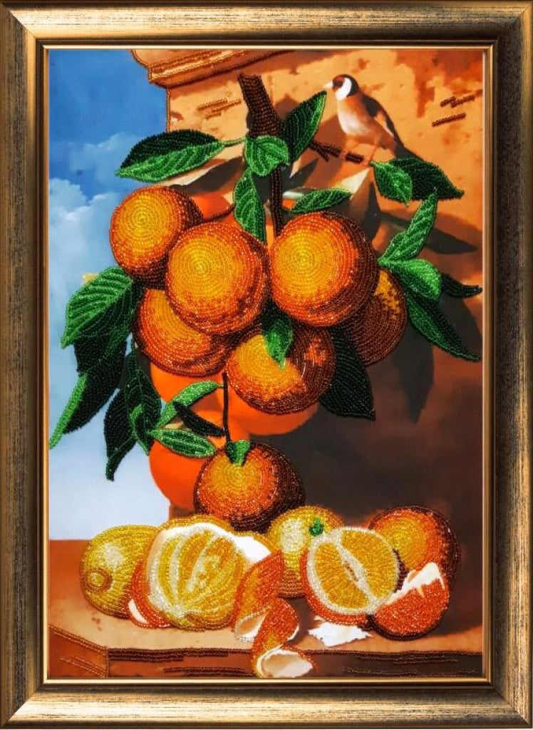 Bead embroidery kit Orange branch DIY