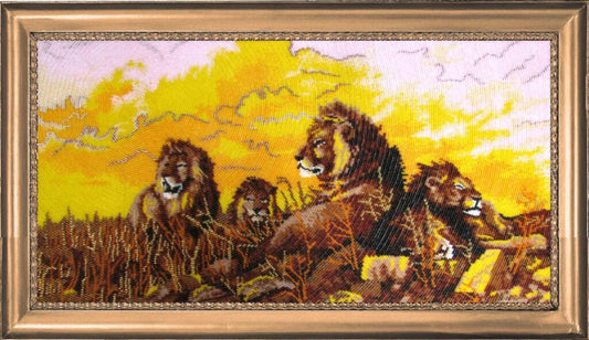 Bead embroidery kit Lions DIY
