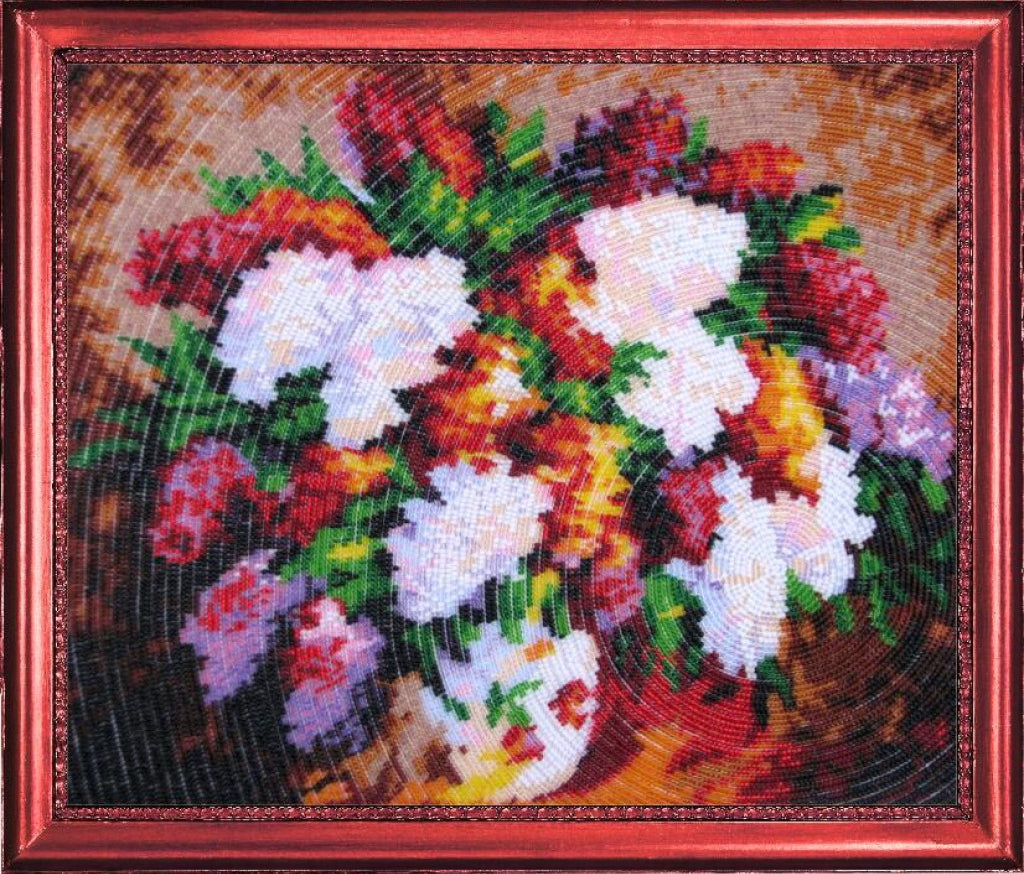 Full Bead Embroidery Kit Lilac Flowers DIY