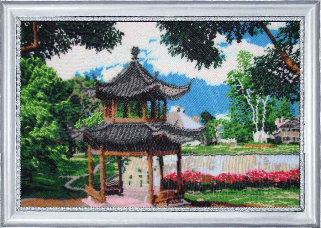 Bead embroidery kit Chinese garden DIY