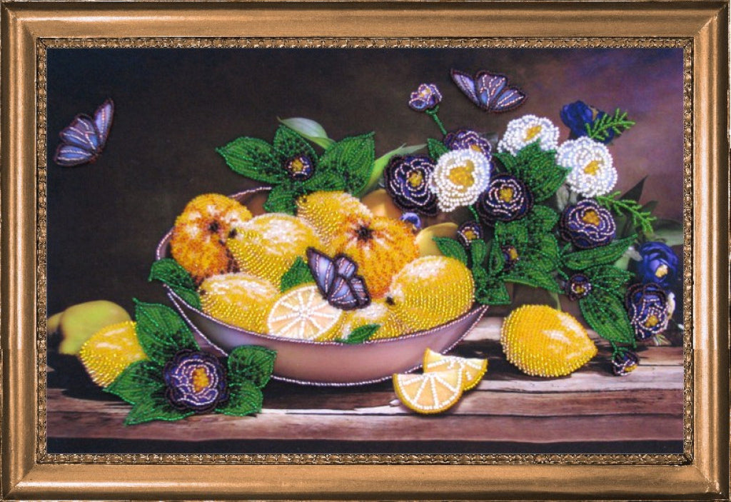 Perlenstickerei-Set Zitronen und Quitten DIY