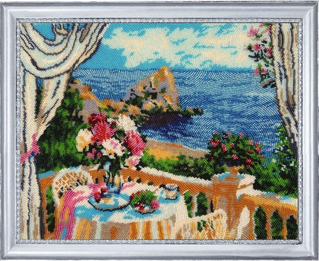 Perlenstickset Frühstück mit Meerblick DIY