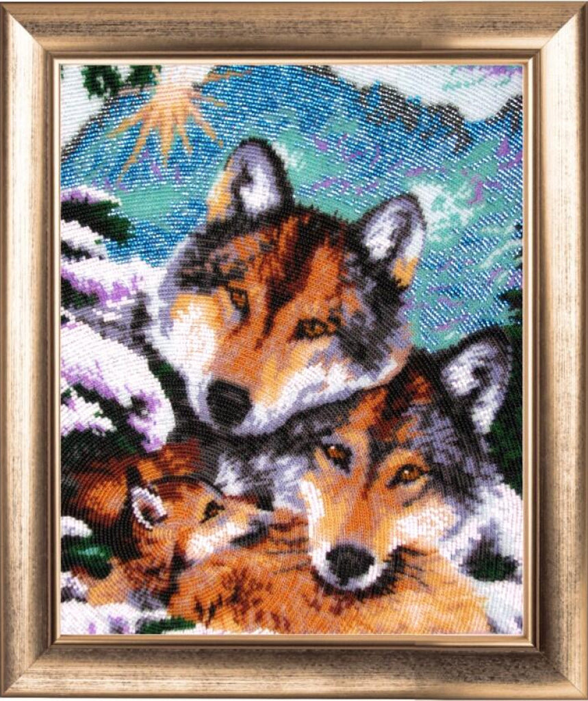 Bead embroidery kit Wolves DIY