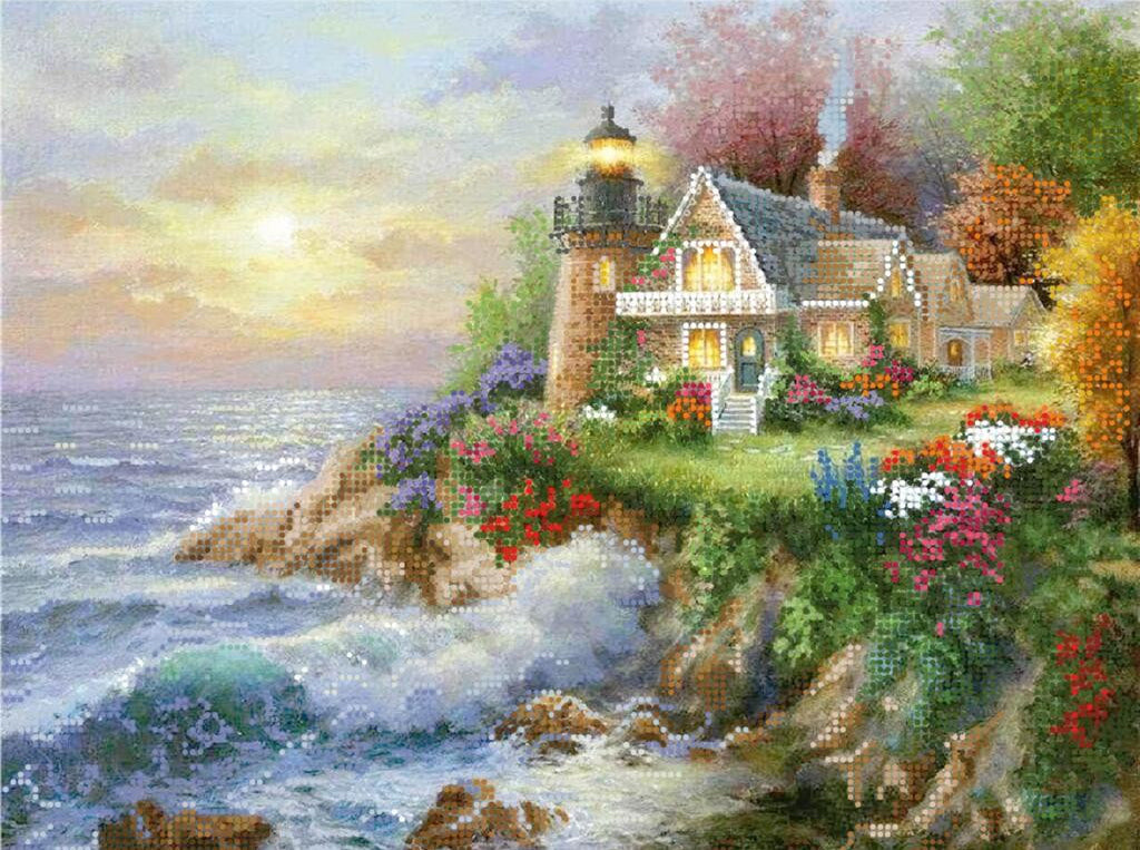 Bead Embroidery Kit Romantic lighthouse DIY Tela Artis