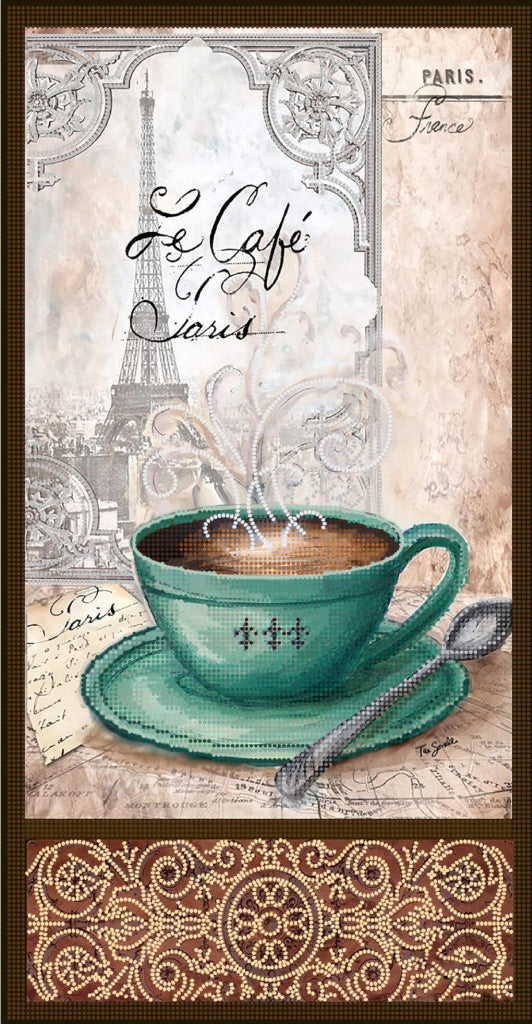 Bead Embroidery Kit Coffee in Paris DIY Tela Artis