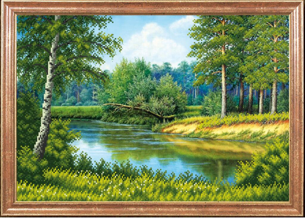 Bead embroidery kit Summer in the forest DIY