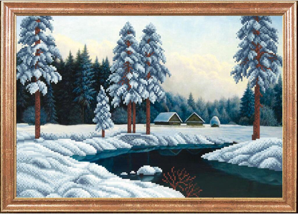Kit de broderie de perles Rivière d'hiver DIY