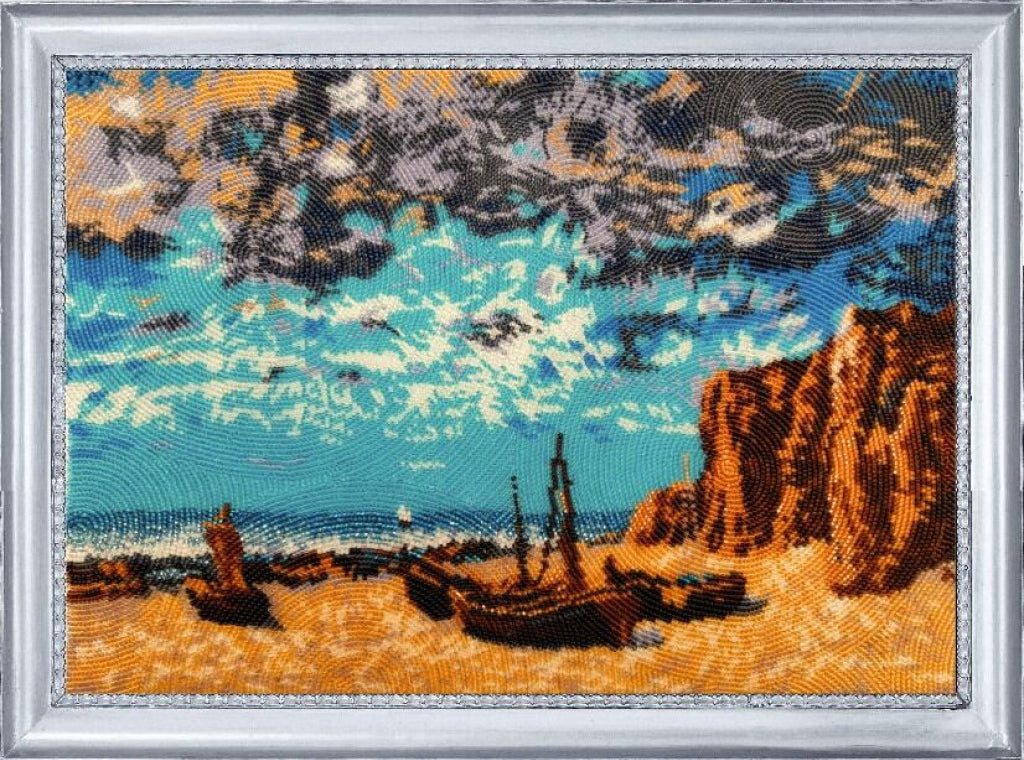 Kit complet de broderie de perles Bateaux sur le rivage DIY