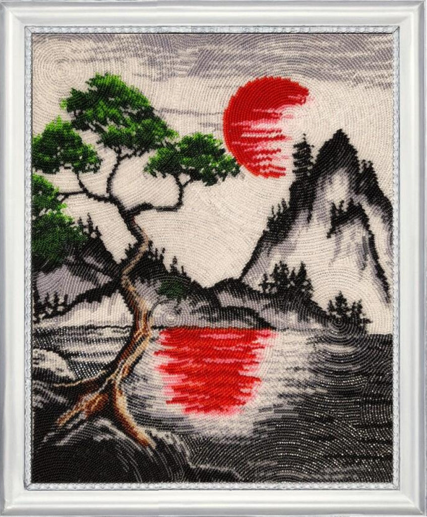Bead embroidery kit Red sun DIY