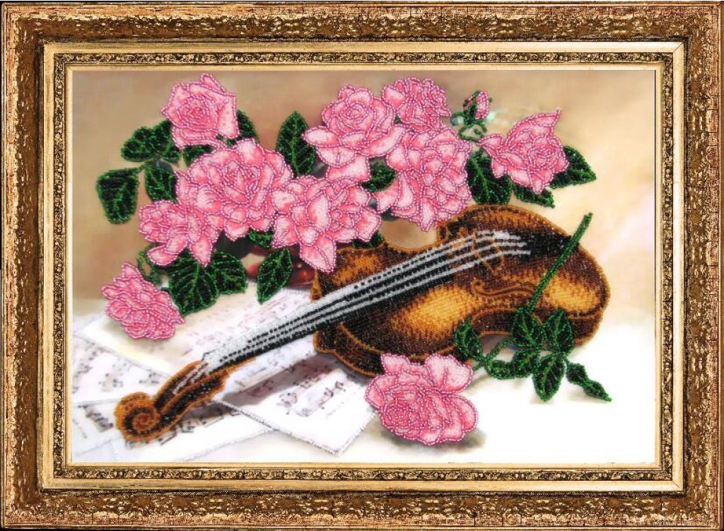 Bead embroidery kit Violin DIY