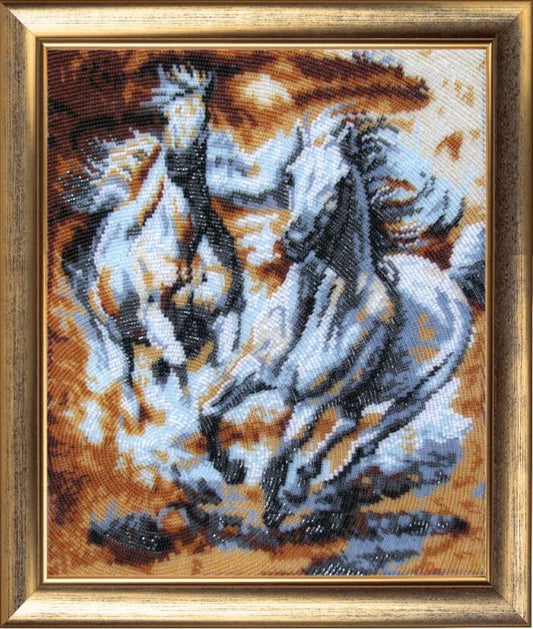 Bead embroidery kit Horses DIY