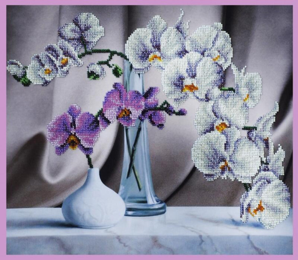 Bead Embroidery Kit Orchid Flowers DIY