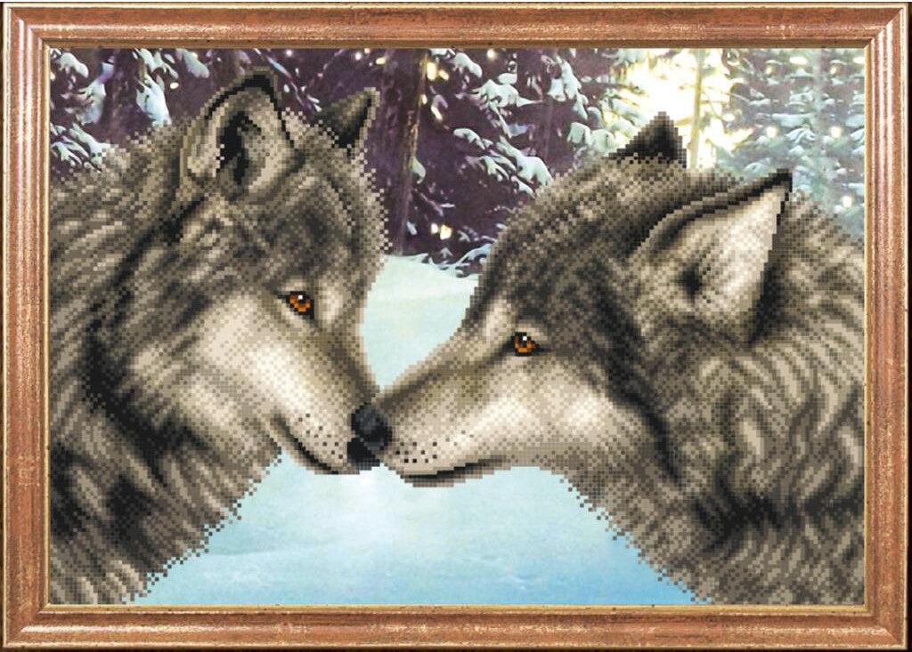 Bead embroidery kit Wolves DIY