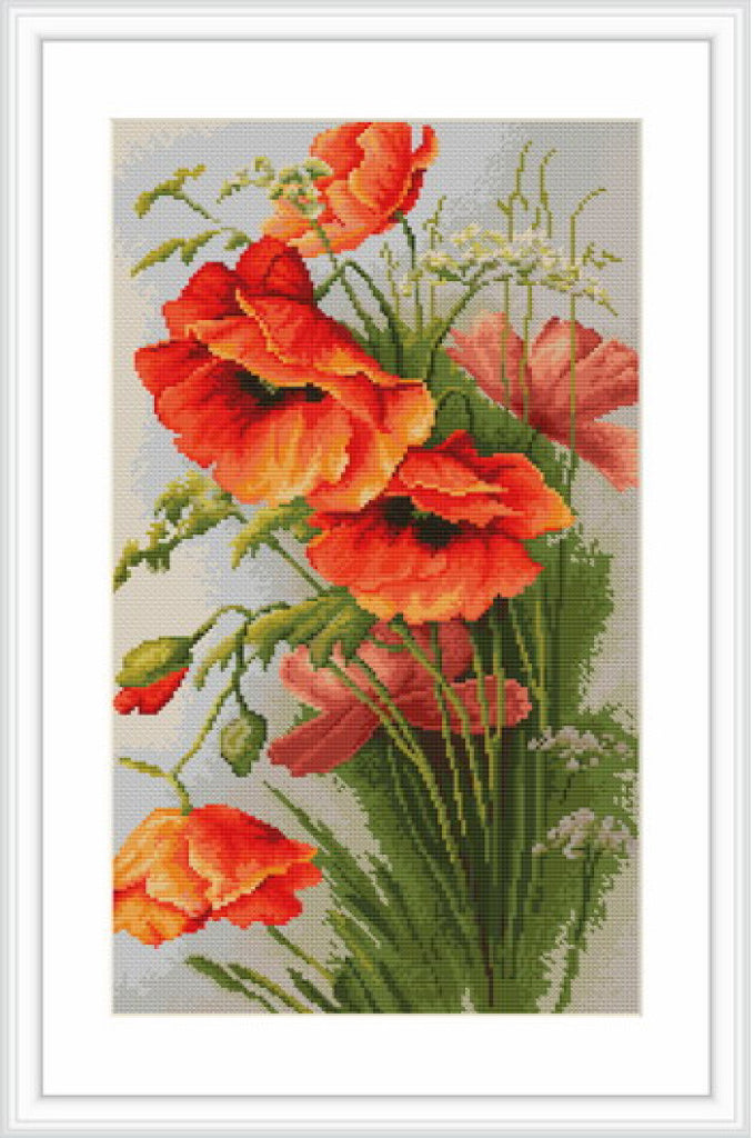 Counted Cross stitch kit Poppies DIY Luca-S