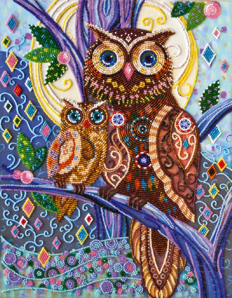 Bead Embroidery Kit Owl DIY Abris Art