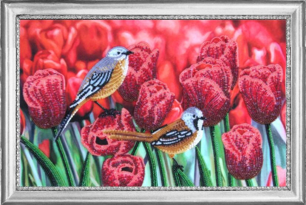 Bead Embroidery Kit Tulips Flowers DIY