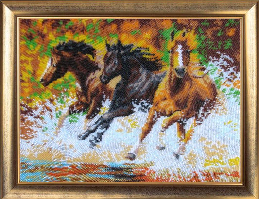 Bead embroidery kit Horses DIY