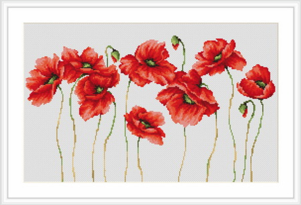 Counted Cross stitch kit Poppies DIY Luca-S