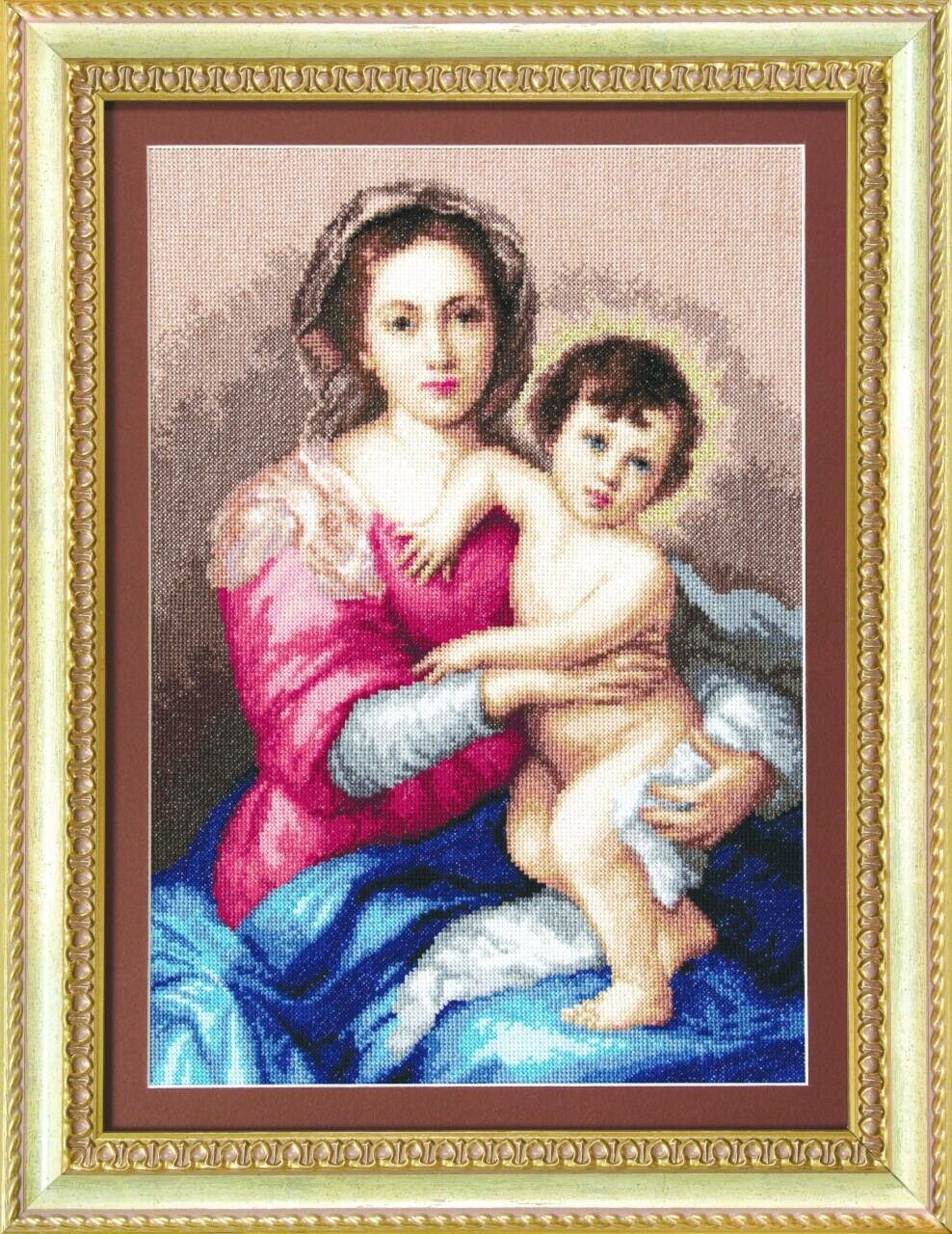 Counted Cross Stitch Kit Madonna and Child DIY Unprinted canvas