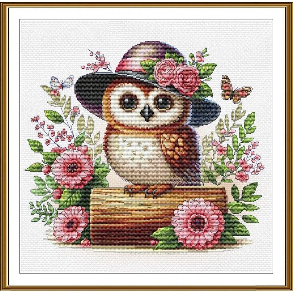 Counted Cross Stitch Kit Cute owl DIY Nova Sloboda