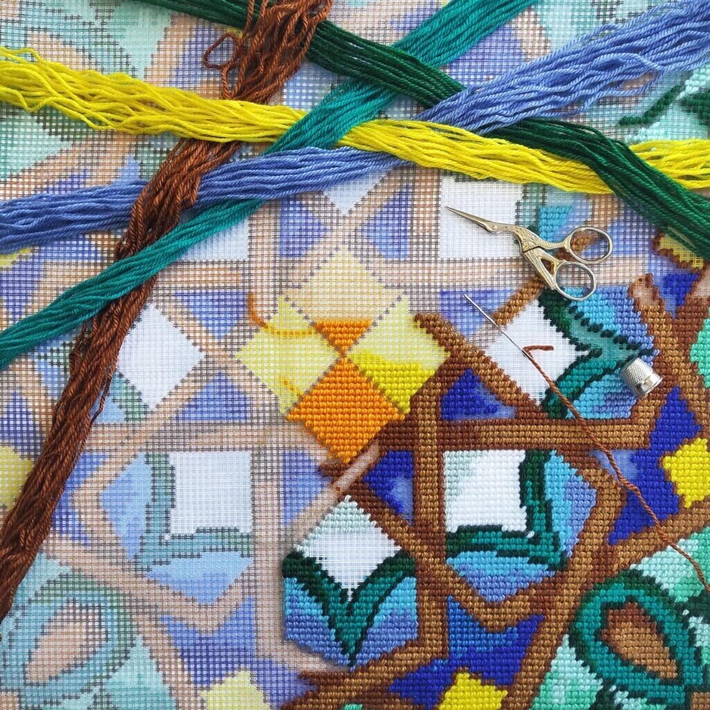 Tapestry Pillow Cover DIY kit "Marakesh" Needlepoint kit Printed canvas