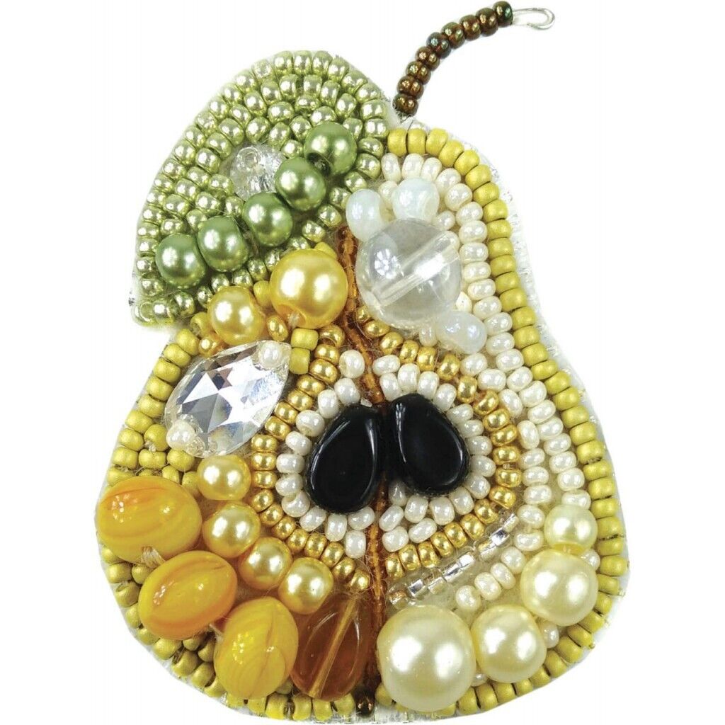 DIY Jewelry Making Beading kit Pear Brooch Bead Embroidery Pin Needlepoint