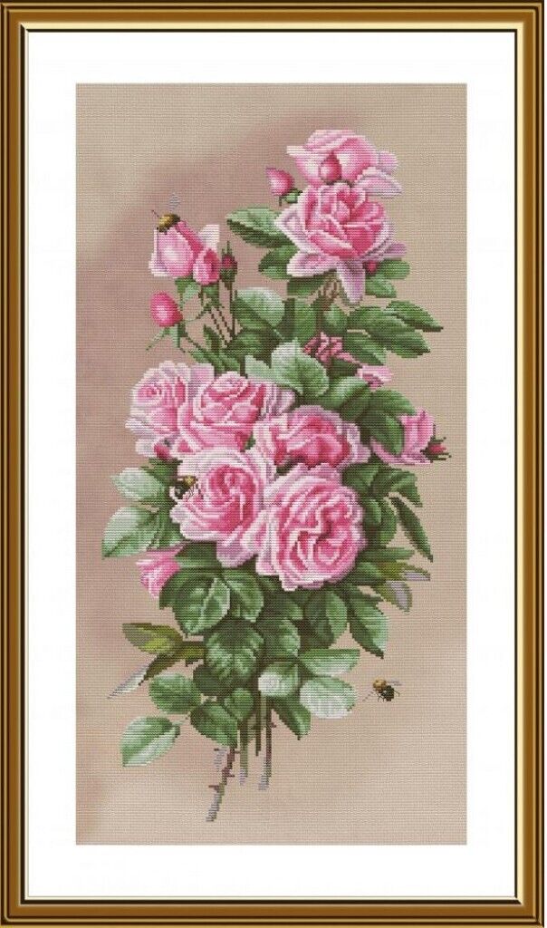 Counted Cross Stitch Kit Roses Flowers DIY Unprinted canvas