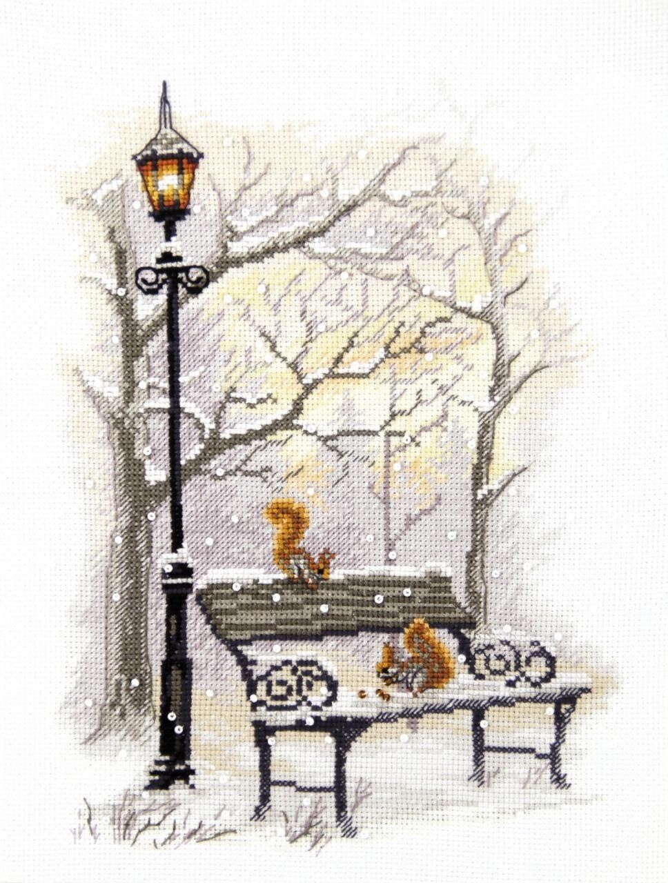 Counted Cross Stitch Kit In the winter park DIY Unprinted canvas