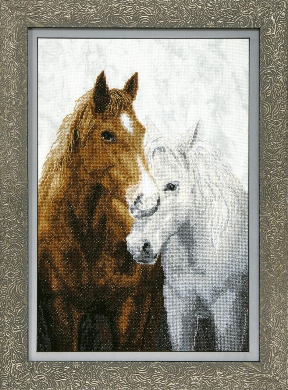 Counted Cross Stitch Kit Horses DIY Unprinted canvas