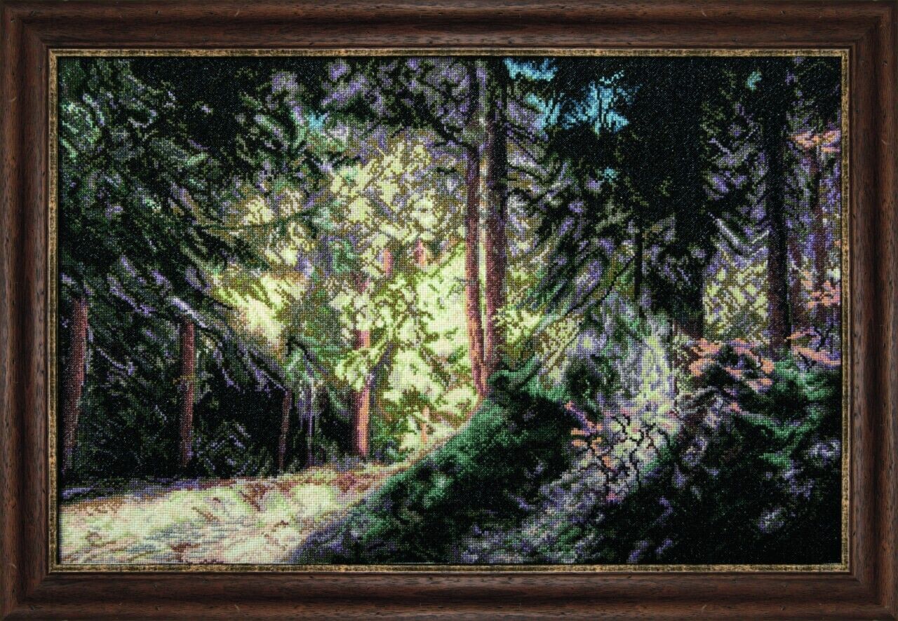 Counted Cross Stitch Kit Pine trees DIY Unprinted canvas