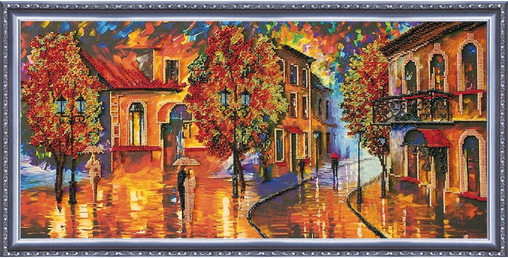 Bead Embroidery Kit Autumn city DIY Abris Art