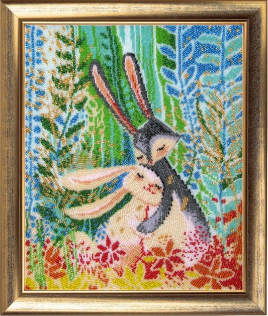Bead embroidery kit Hares DIY