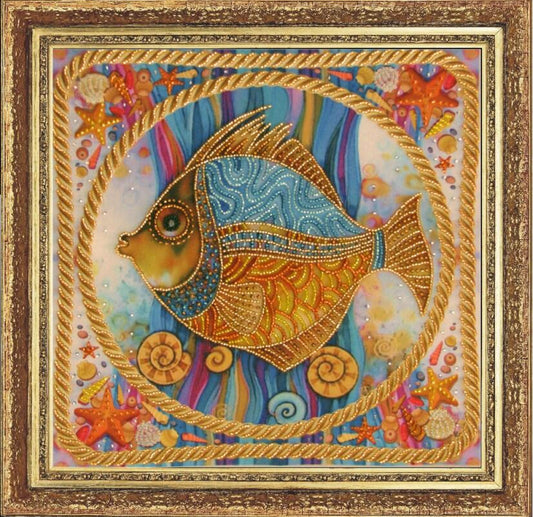 Bead embroidery kit Gold fish DIY