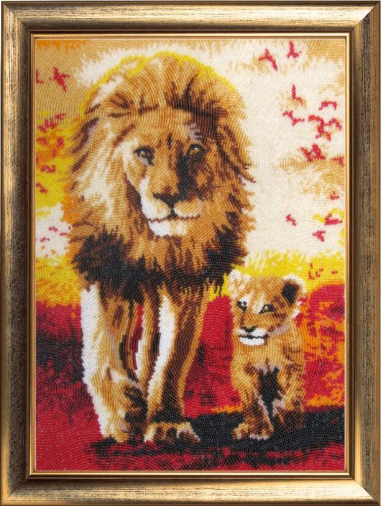 Bead embroidery kit Lions DIY