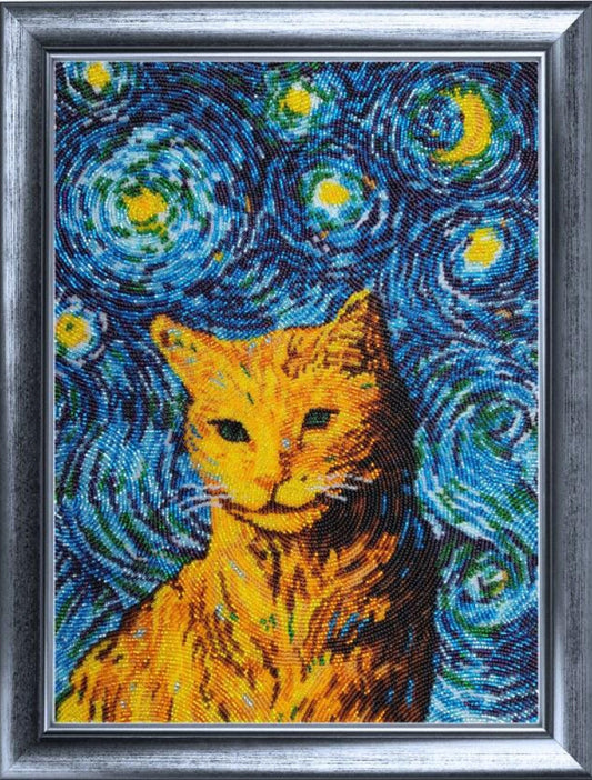 Bead embroidery kit Cat DIY