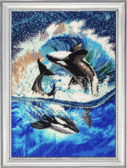 Bead embroidery kit Killer whales DIY