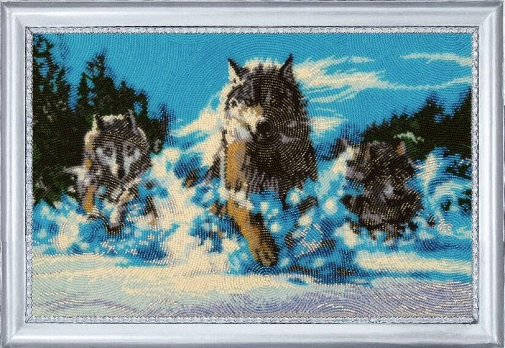 Bead embroidery kit Wolves DIY