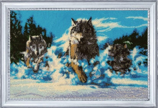 Bead embroidery kit Wolves DIY
