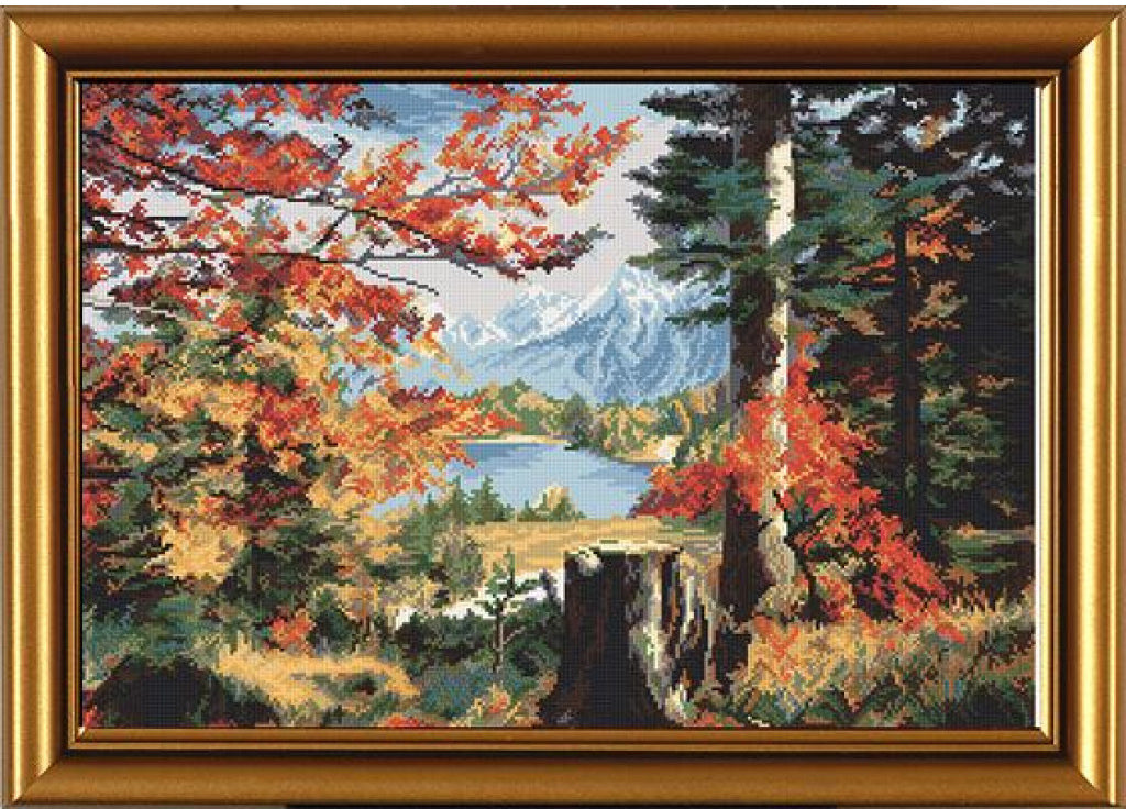 Kreuzstichset Herbst DIY Unbedruckte Leinwand