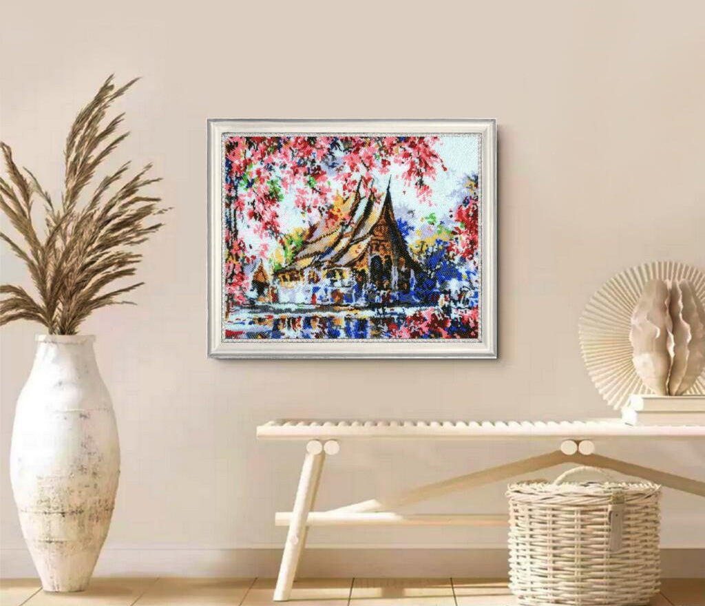 Bead embroidery kit Sakura in bloom DIY