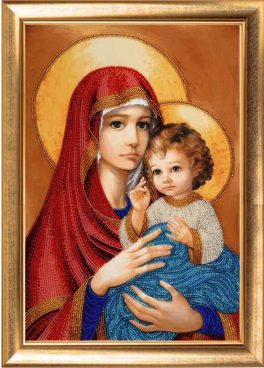 Bead embroidery kit Madonna with Jesus DIY