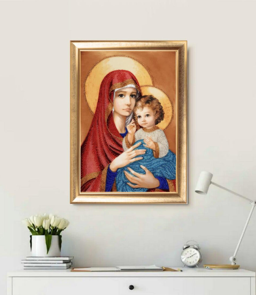 Perlenstickerei-Set Madonna mit Jesus DIY